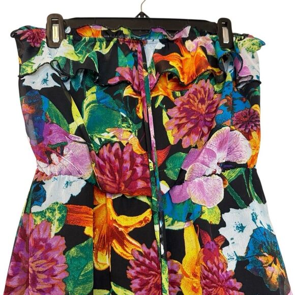 Socialite Floral Ruffle Strapless Fit & Flare Dress Multicolor Size Small - Picture 2 of 5